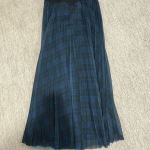 MARELLA Blue and Black Checkered A-Line Skirt